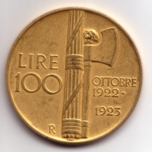 100-Lire-Vittorio-Emanuele-III 1923 Fascio